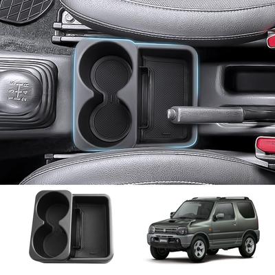 Coleya Suzuki Jimny Mittelkonsolenbox mit Getränkehalter Konsolenaufbewahrung Center-Aufbewahrung ABS Praktisch Einfach Aufbewahrung für Kleinteile Autozubehör JB23/JB33