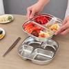 3/4 Fächer Quadratische Kinder-Essteller Wiederverwendbar 304 Edelstahl Lebensmittelplatte Schale Obstsalat Serviertablett Spülmaschinenfest