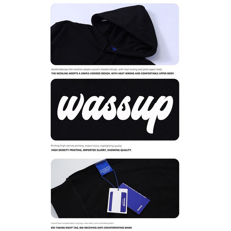 American-Style Heavyweight Letter Sweatshirt for Men, Hooded, Autumn and Winter, Fleece-Lined, Loose Fit, National Trend Brand Print, Couple's Top