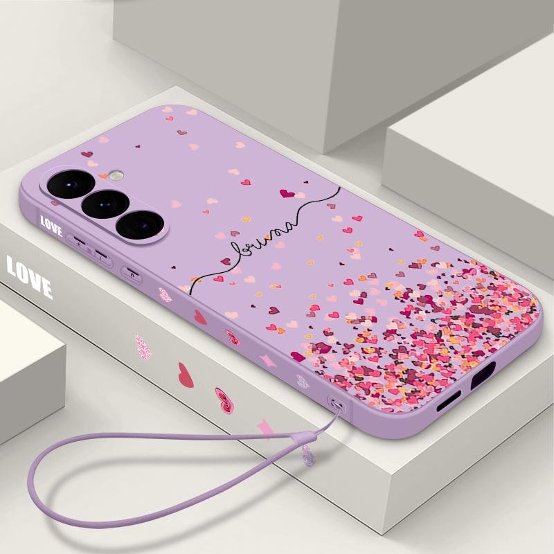 Lovely Heart Pattern Case For Samsung Galaxy S26 S25 Ultra S24 S23 S22 Plus S21 FE A15 A16 A17 A35 A36 A54 A55 A56 5G Soft Cover