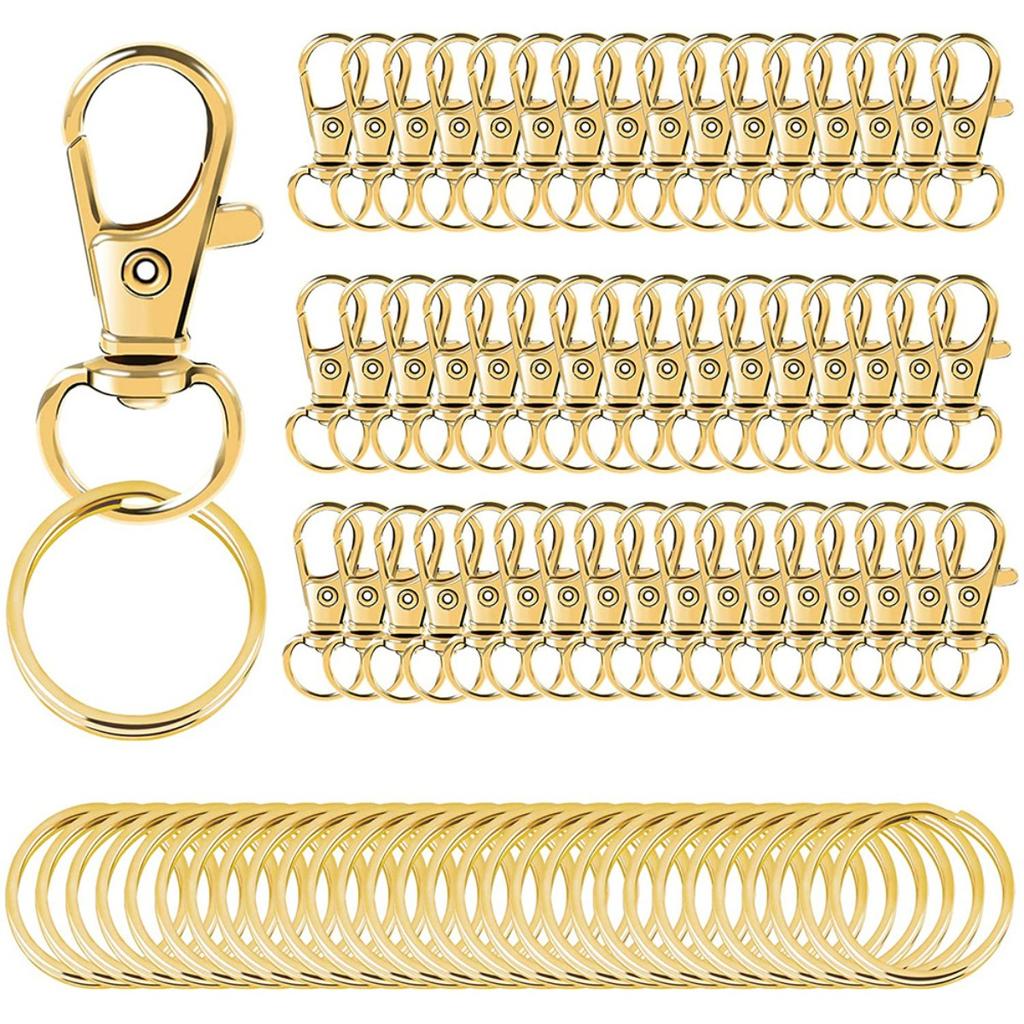 50PCS Swivel Clasps with Key Rings Buckle for DIY Keychains Backpack Pendant Pet Rope Button Craft Supplies Bag Accessories