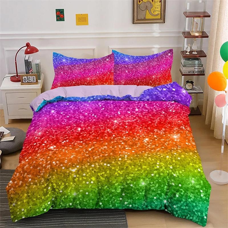

Abstract Rainbow Colorful Bedding Set Queen King Single Duvet Cover Soft Polyester Comforter Covers Pillowcase 135X200cm-2pcs