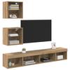 Wall Mounted TV Units with LED Lighting 5 pcs Artisan Oak Wood Based Material