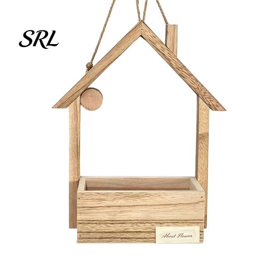 Natural Wood Wall Decoration Wooden Planter, Creative Hanging Flower Pot Basket for Indoor Plants Mounted Faux Flowers, Rustic Decor Living