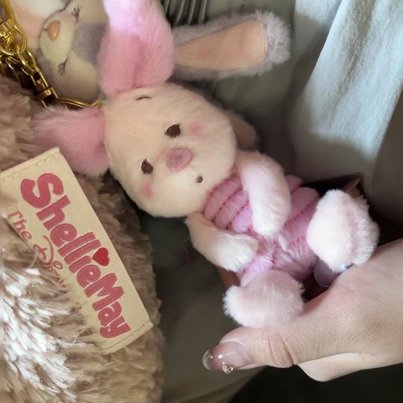 Cartoon Pink Piglet Anime Plush Doll Key Chain Soft Stuffed Toy Keyring Girl Bag Pendant Cute Pig Dolls Keychain For Kids Gift