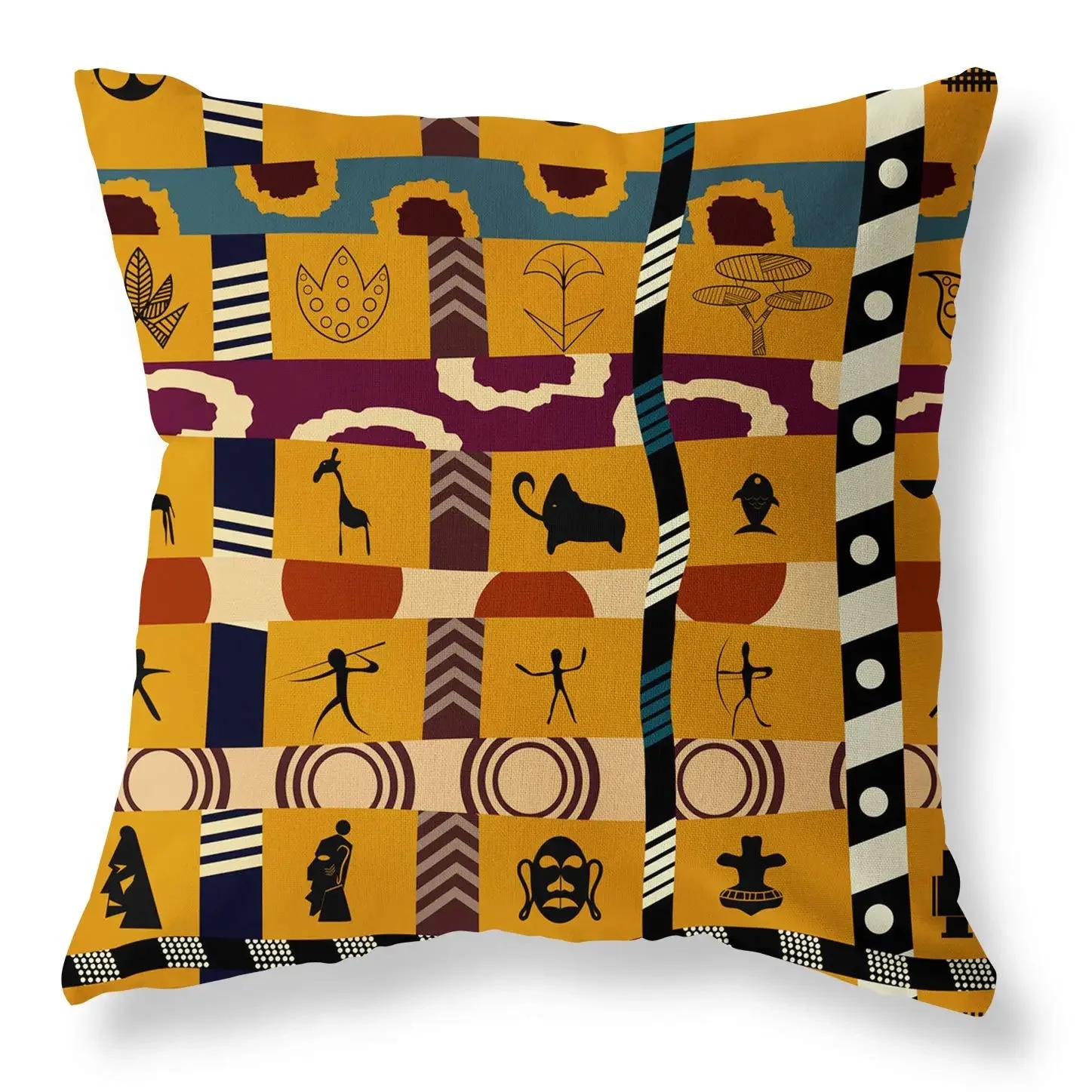 

Наволочки с принтом в стиле ретро-бохо, наволочка для диванной подушки для гостиной, домашний декор, практичный, можно стирать 66x66cm