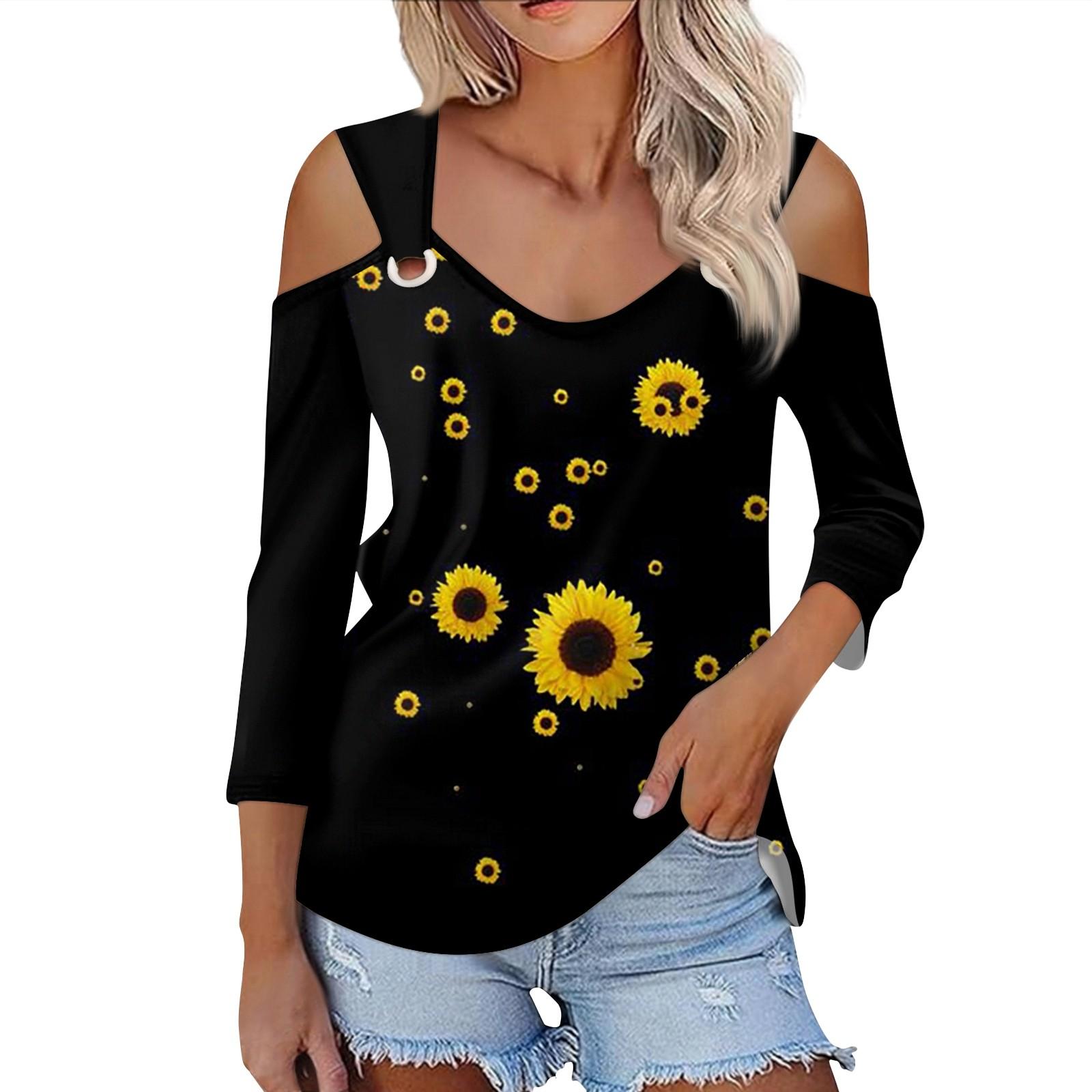 Женская повседневная рубашка-блузка с v-образным вырезом и принтом — фото 3