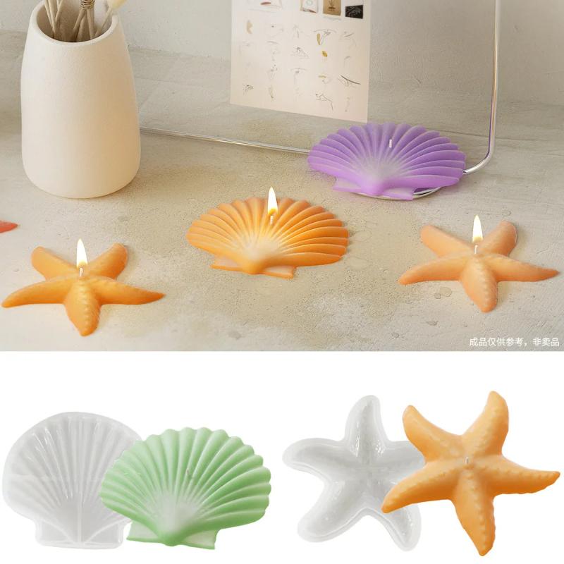 Diy Diffuser Plaster Candle Ornament Silicone Mold Drip Mirror Starfish Shells Hanging Keychain Making Aromatherapy Moulds