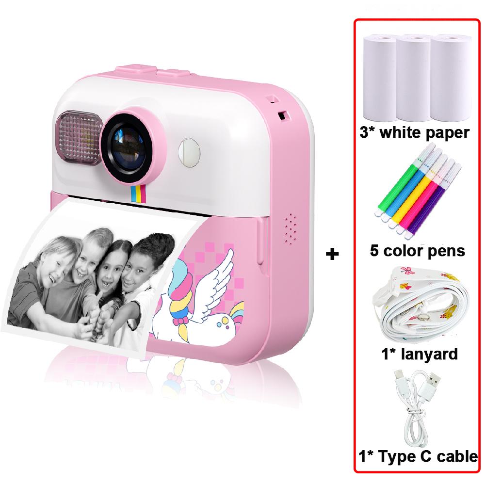

Instant Print Camera Kids Digital Children Camera Toy For Po Mini Thermal Printer Video Educational Toys Camera Boy Girl Gift розовый