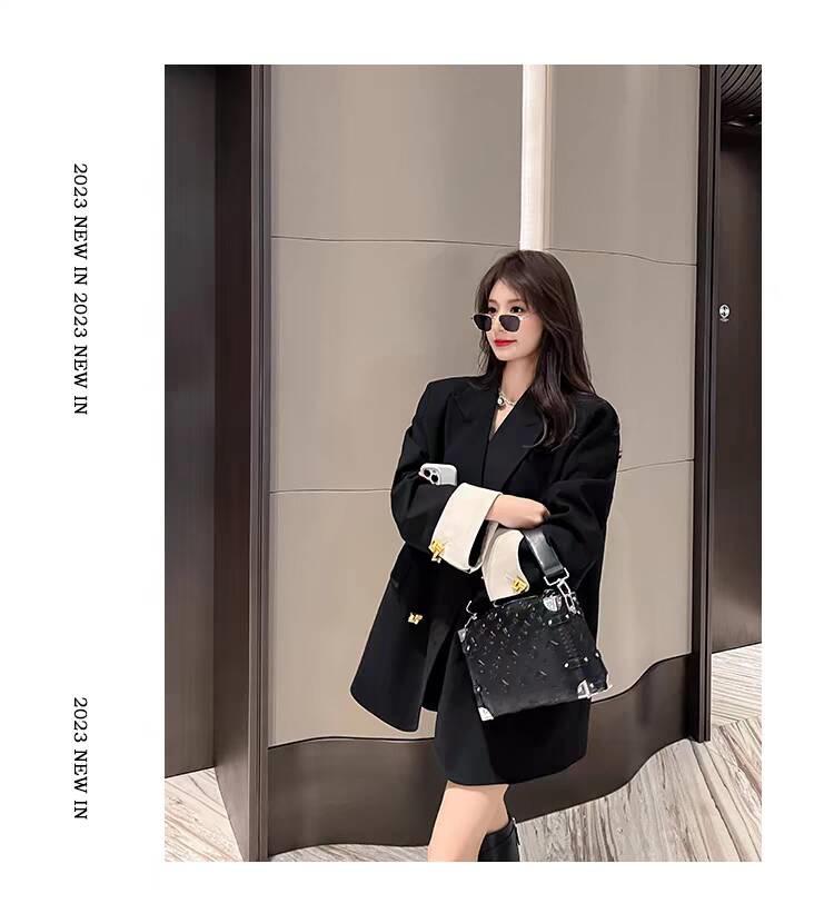 Damen Herbst 2025 Einreihiger Revers-Blazer - Langarm, Polyester, mit Taschen für den Arbeitsweg