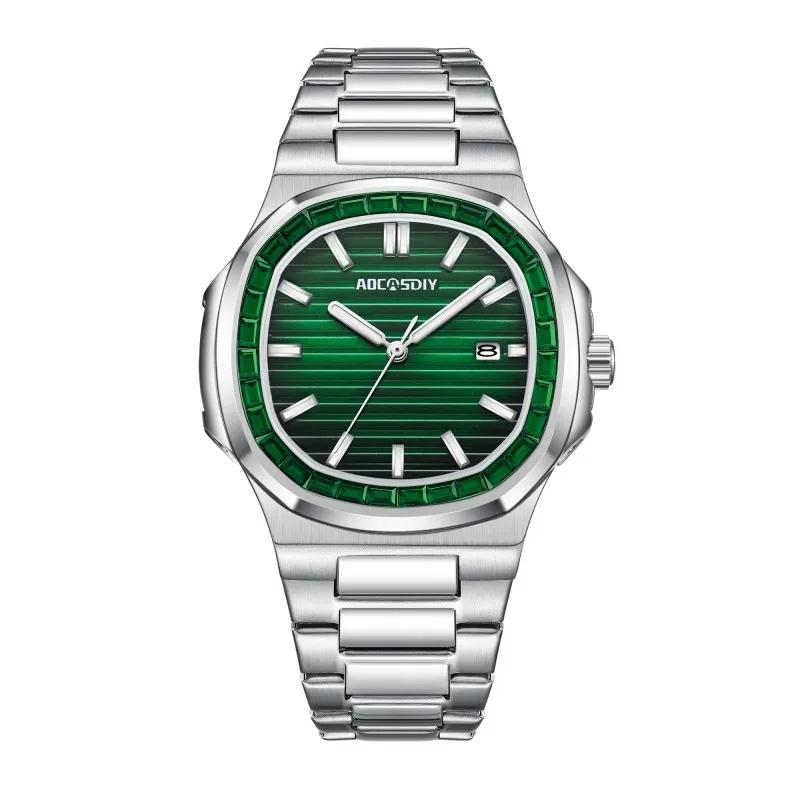 New Fashion Square Luxury Watches for Men Luminous Date Waterproof Business Quartz Wristwatch Male Clock reloj