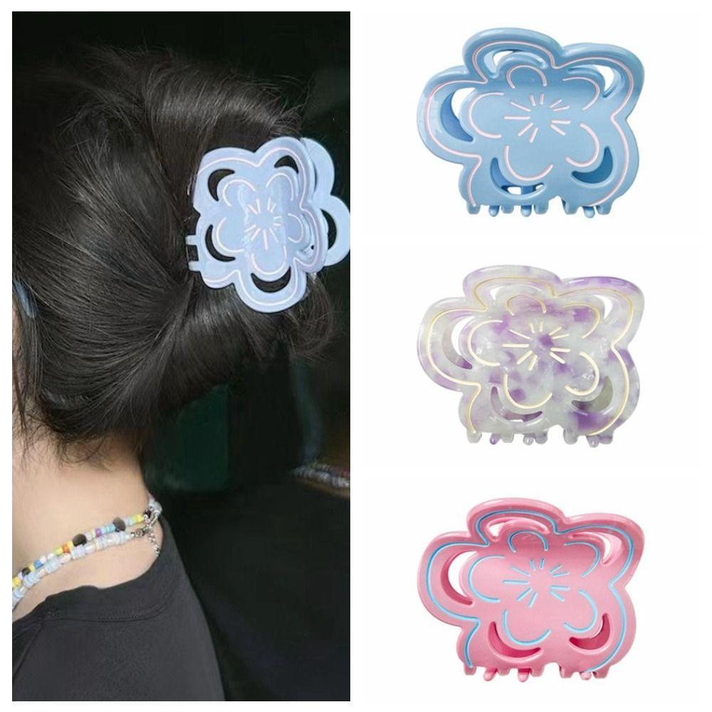 

Hollowed Out Acetate Flower Hair Claw Line Shark Clip Cute Hair Clip Female