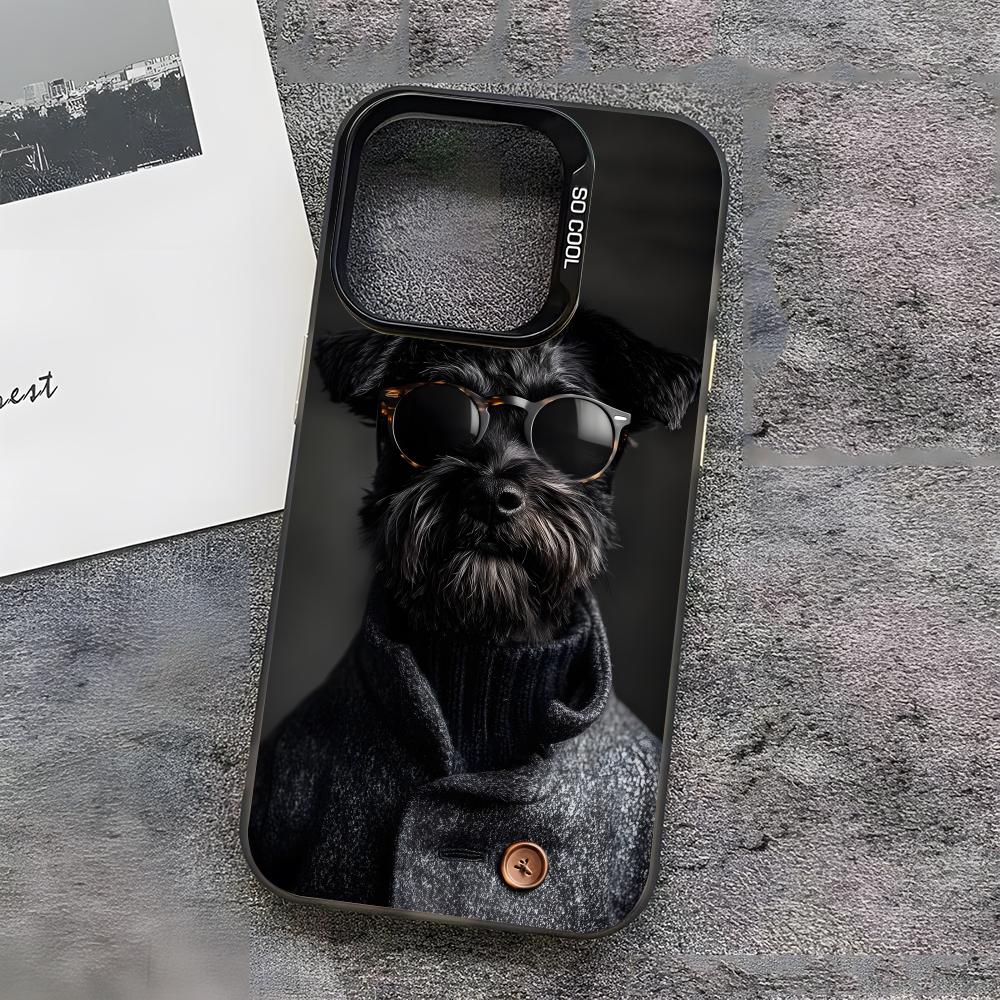 

Cartoon Schnauzer Dog Cute Phone Case For IPhone17 Air 16 15 14 Plus 13 12 11 Pro 7 8 XS Max XR Silver Black Bumper Case iPhone 16 Plus
