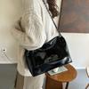 Fashion Large Capacity Crossbody Bag Single Shoulder PU Material Tote Bag Chain Strap Solid Color Shoulder Bag