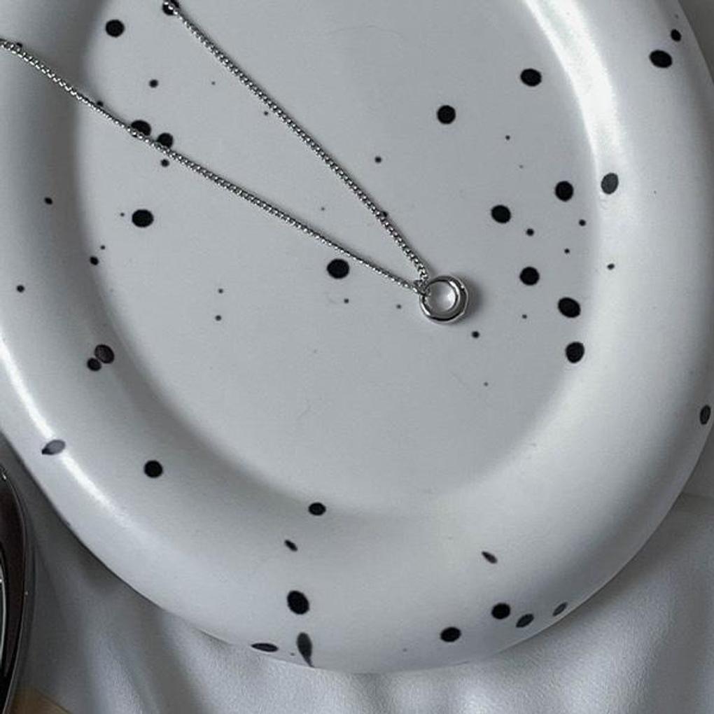 Women's Creamy Crescent Moon Silver Necklace