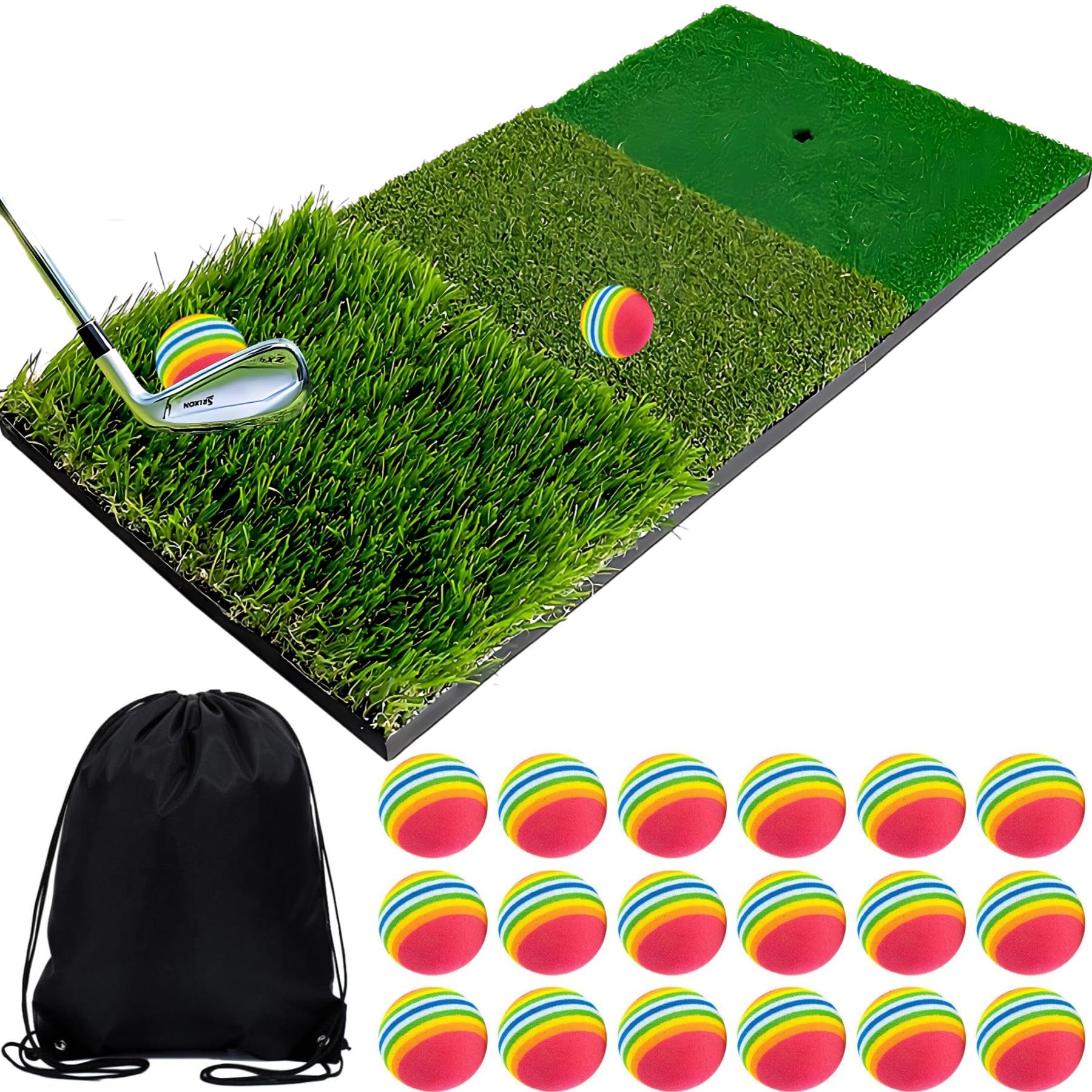 

Gavit Golf Practice Mat, Approach Practice Equipment, Indoor Training, Grass-Style Mat, 20 EVA Balls, Storage Bag Included, 3-Way, 30-60cm