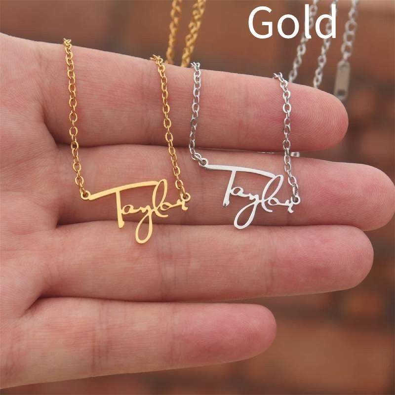 Taylor Digital Swift Signature Stainless Steel Necklace Pendant Letter Fashion