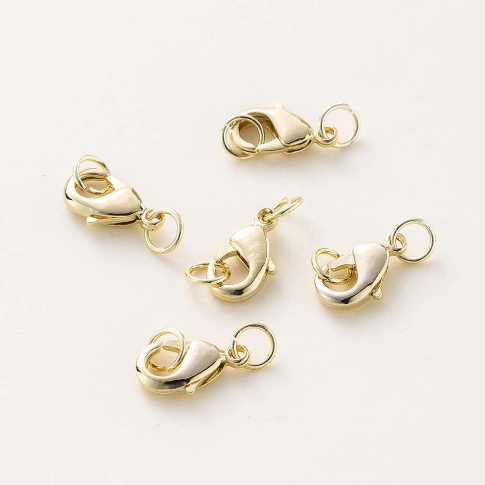 10 pièces/lot Fermoirs mousqueton en Or 14K 18K Avec anneau de saut Chaîne d'extension pour collier et bracelet Connecteurs Pour la fabrication de bijoux DIY Apprêts