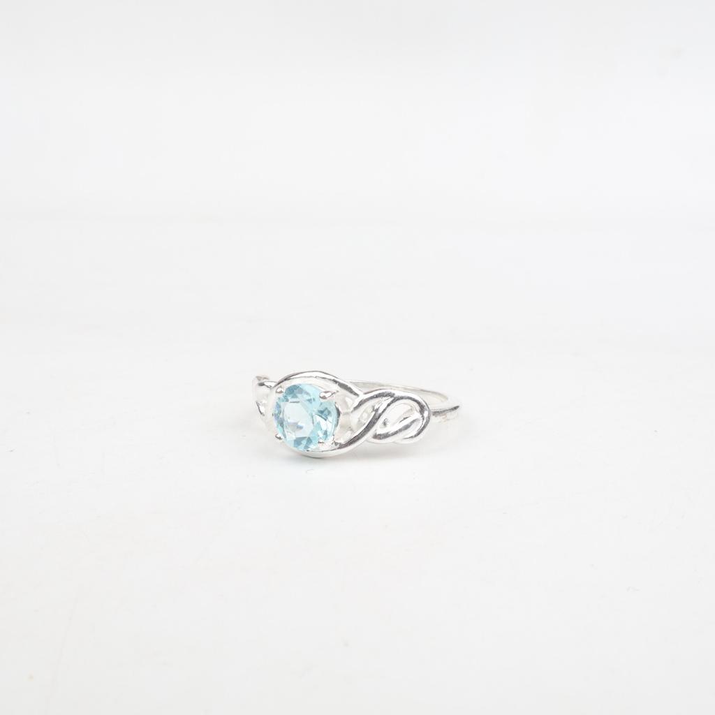 Boho Sky Blue Topaz Gemstone 925 Sterling Silver Jewelry Women's Engagement Ring CZR-6-5