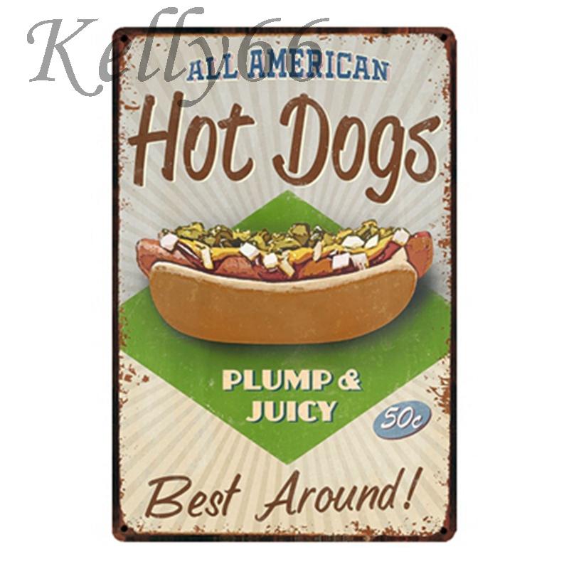 

[ Келли66 ] Новая металлическая вывеска ВСЕ АМЕРИКАНСКИЕ ХОТ-ДОГИ Роспись Домашний декор Бар Настенное искусство Роспись 20 * 30 см Размер y-1492