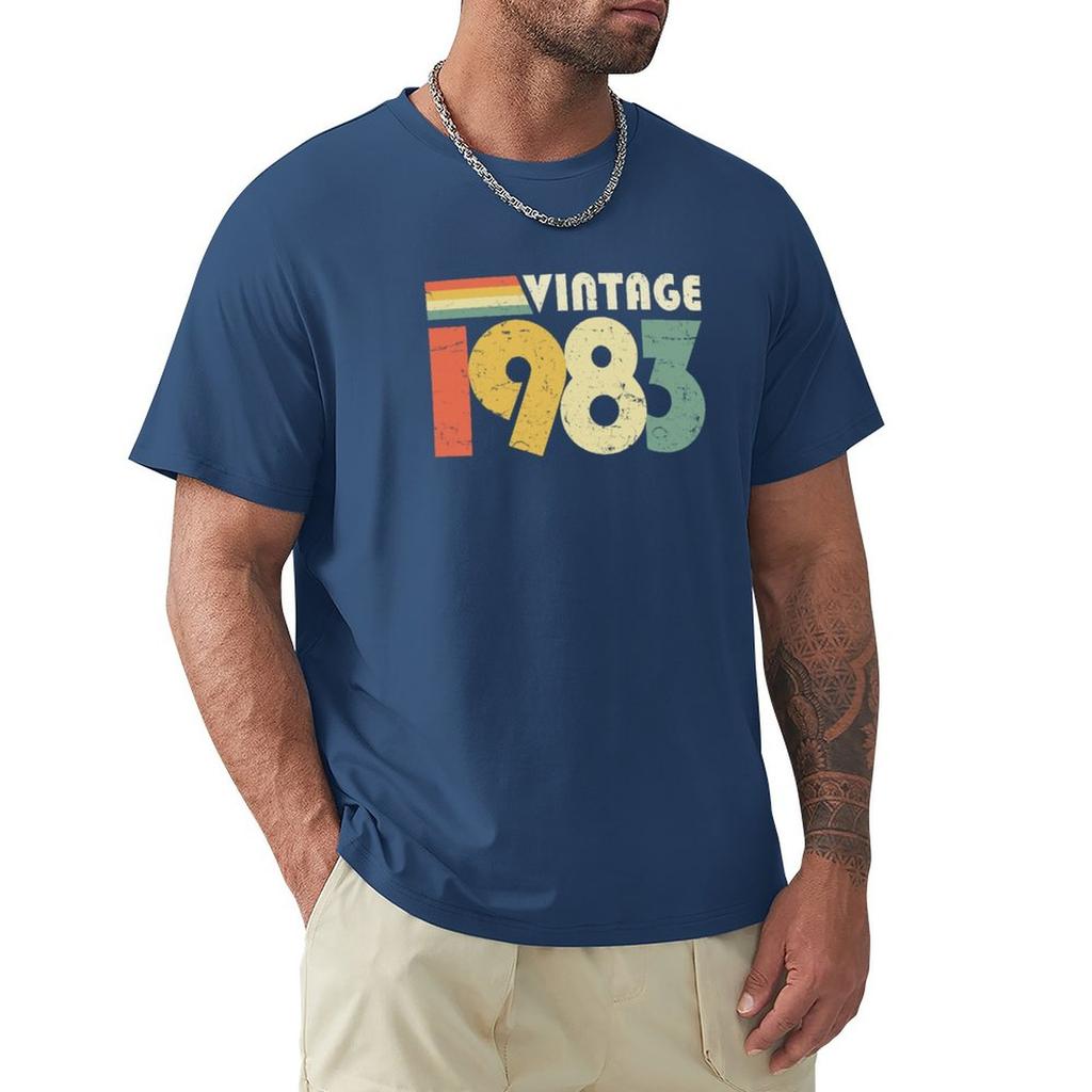 Vintage 1983 40th Birthday Gift Distressed Design TShirt Graphic T Shirts Short Tshirt Mens Plain T Shirts