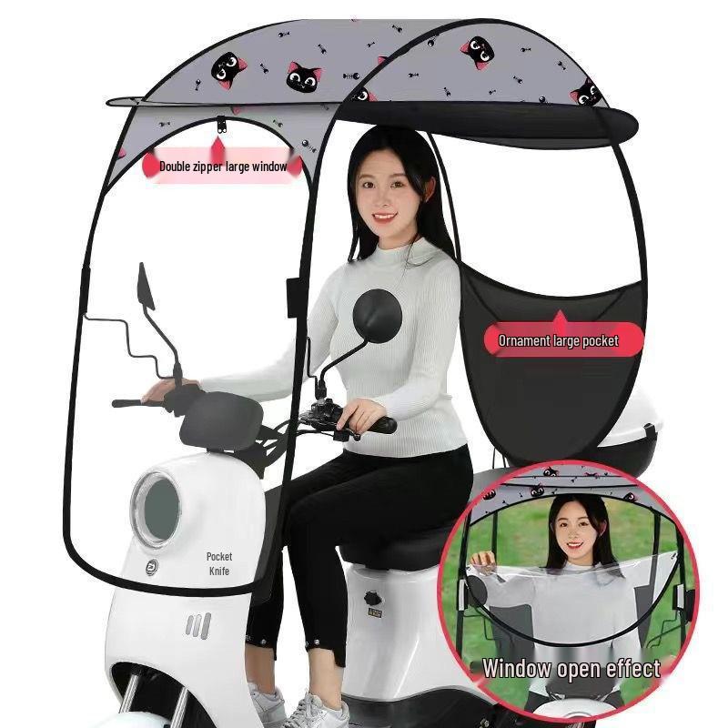 Detachable Electric Vehicle Sunshade Canopy - Thickened Windshield Awning for Battery Cars