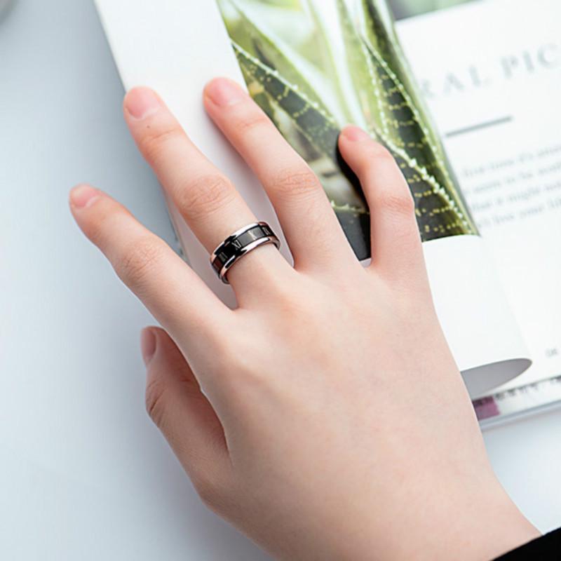 Trendy Rotatable Roman Numeral Titanium Steel Ring for Men & Women