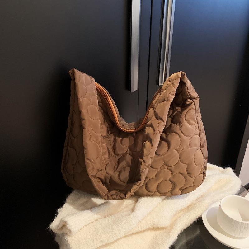 New trendy cotton clothes large capacity rhombus embroidery thread underarm tote bag women's bag autumn shoulder oblique span bag