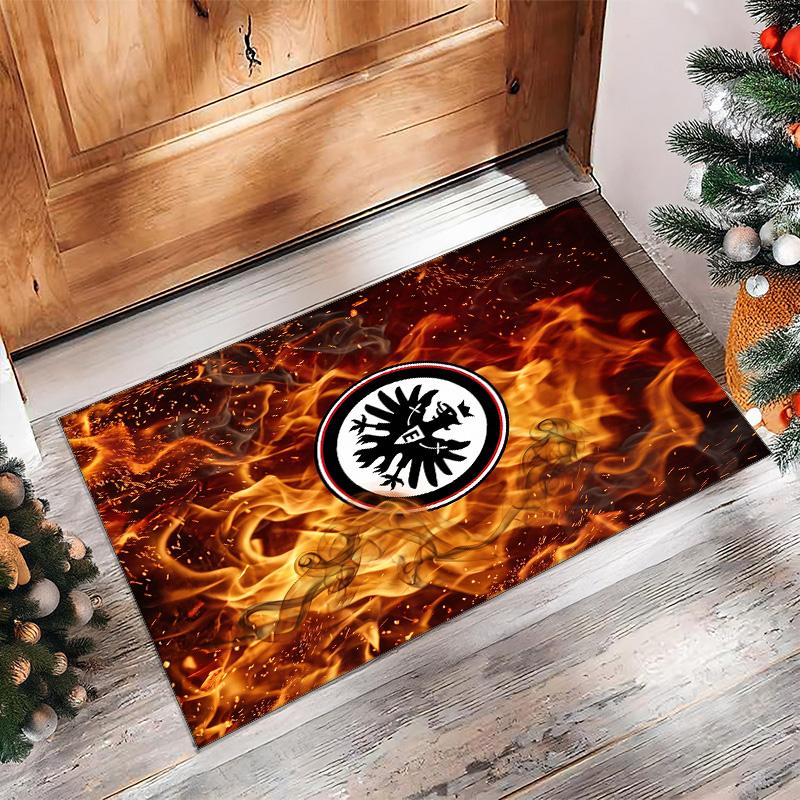 Eintracht Frankfurt Football Print Crystal Velvet Rug, Comfortable Water Absorbent Non Slip Indoor Floor Carpet