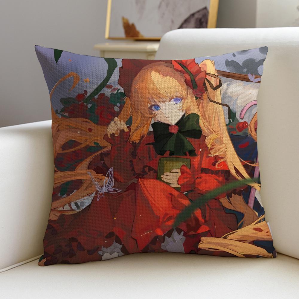 Anime RRozen MaidenS Cushion Cover Breathable and Skinfriendly Linen Pillowcase Square Removable and Washable Cushion