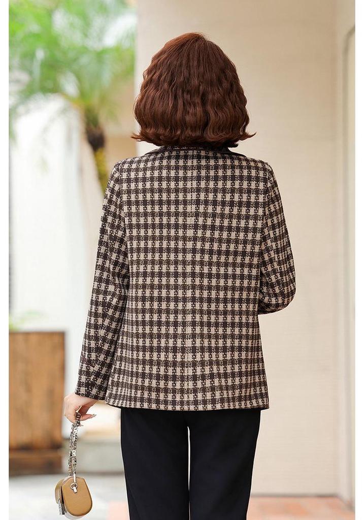 2026 Stylish Autumn Plaid Jacket for Middle-Aged and Elderly Women