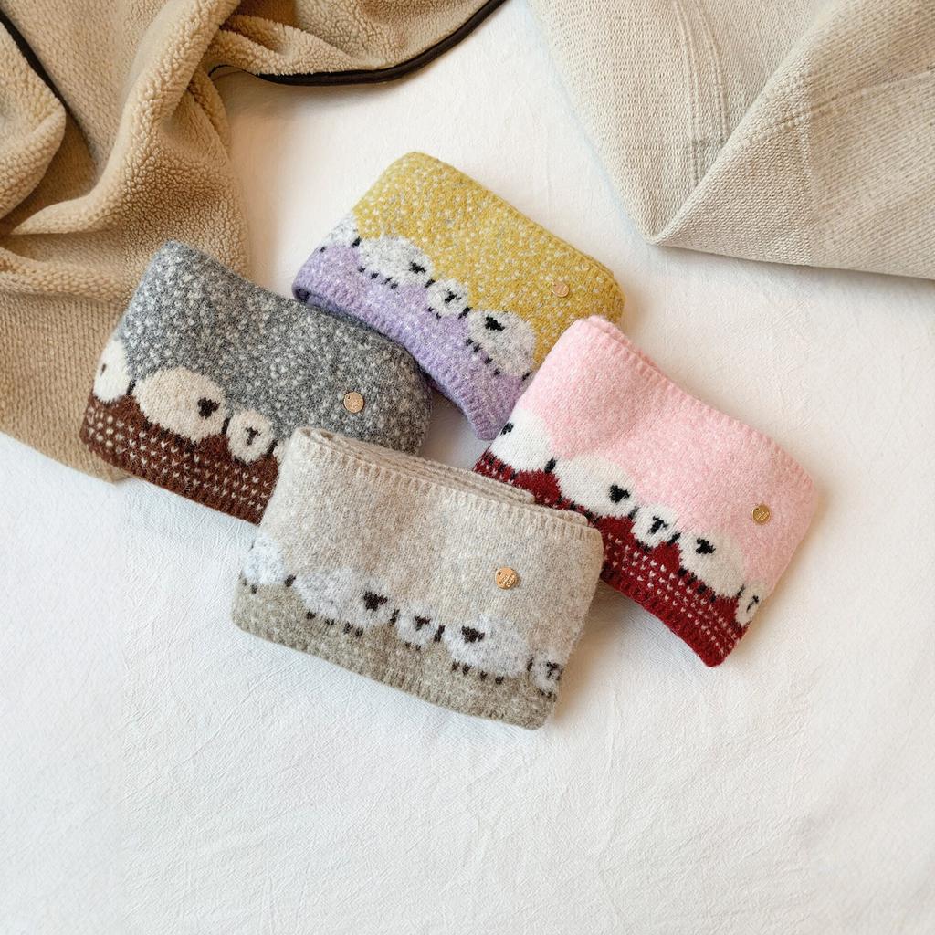 Cute Little Sheep Jacquard Knitted Scarf Women's Winter Warmth Thickened Korean Version of Versatile Wool Scarf Tide