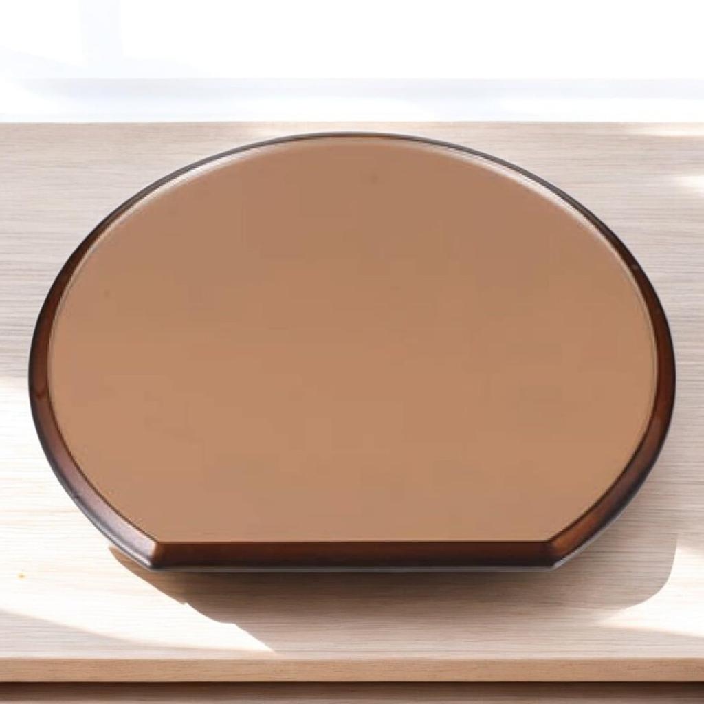 Banquet Tray Silver with Transparent Tortoiseshell Lacquerware Made in Japan J-kitchens Double-Sided Half-Moon (Tray) Rim/Black, 36cm, (ABS Resin),