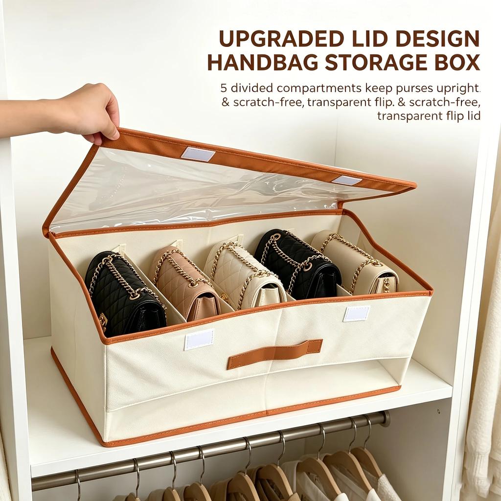 Scatola portaoggetti per borsa antipolvere, Contenitore divisorio di grande capacità per armadio, per borse, pantaloni, abbigliamento, Organizzazione armadio