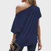 Women's Irregular One-Shoulder Solid Color Loose Short-Sleeved Top