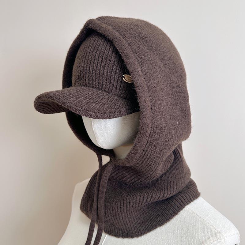Scarf neck cover integrated versatile thickened autumn and winter fake collar hat women's ear protectors knitted hat hooded collar wool hat