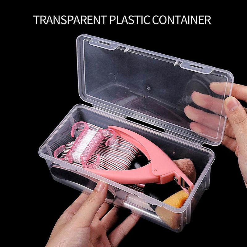 Dustproof Nail Art Tool Storage Display Box Makeup Brush Storage Box Transparent Plastic Makeup Jewelry Organizer Display Case