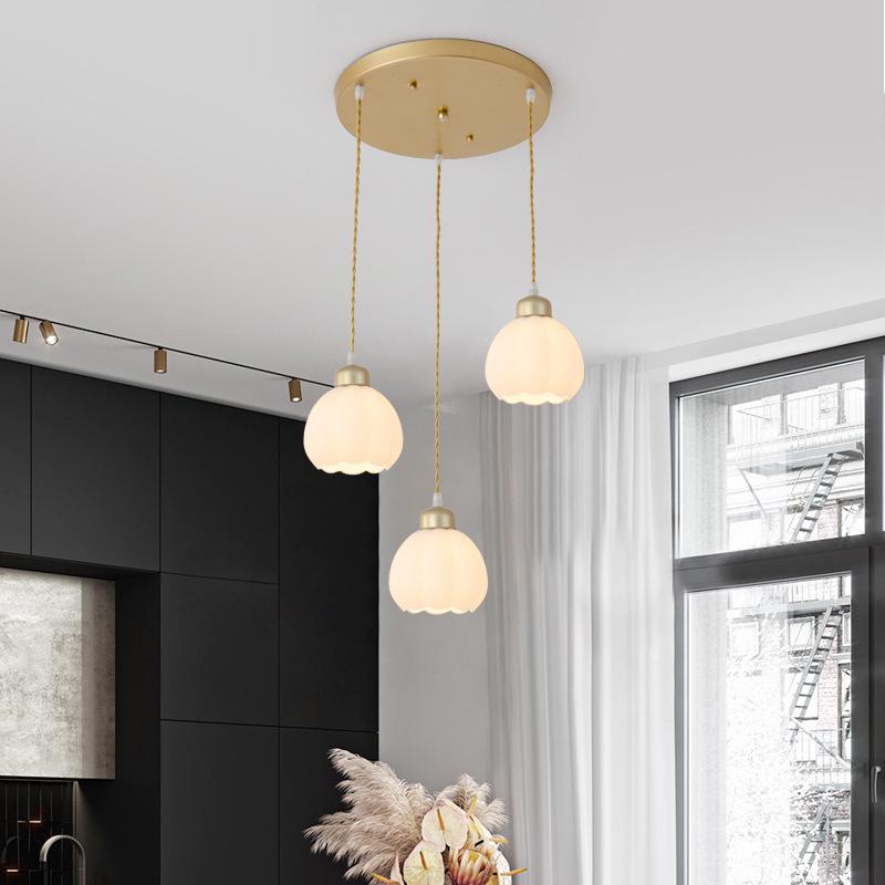Nordic Modern Three-Head Glass Chandelier for Dining & Bar