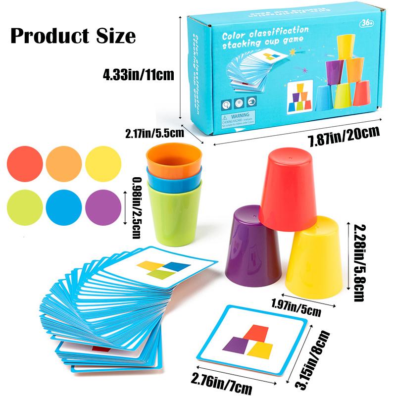 Color Classification And Stacked Cups Game, Wooden Coin Throwing Toy, Color Cognitive Toys, Exercise Hand Eye Coordination