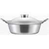 Yoshikawa Chanko Pot, 28cm, Stainless Steel, 5.9L (5900ml), Tabletop, Umaisaisai (Beautiful Vegetables), Simple Design, Induction and Direct Heat Comp