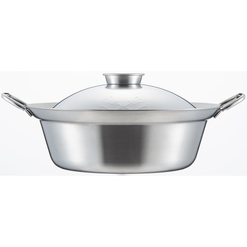 Yoshikawa Chanko Pot, 28cm, Stainless Steel, 5.9L (5900ml), Tabletop, Umaisaisai (Beautiful Vegetables), Simple Design, Induction and Direct Heat Comp