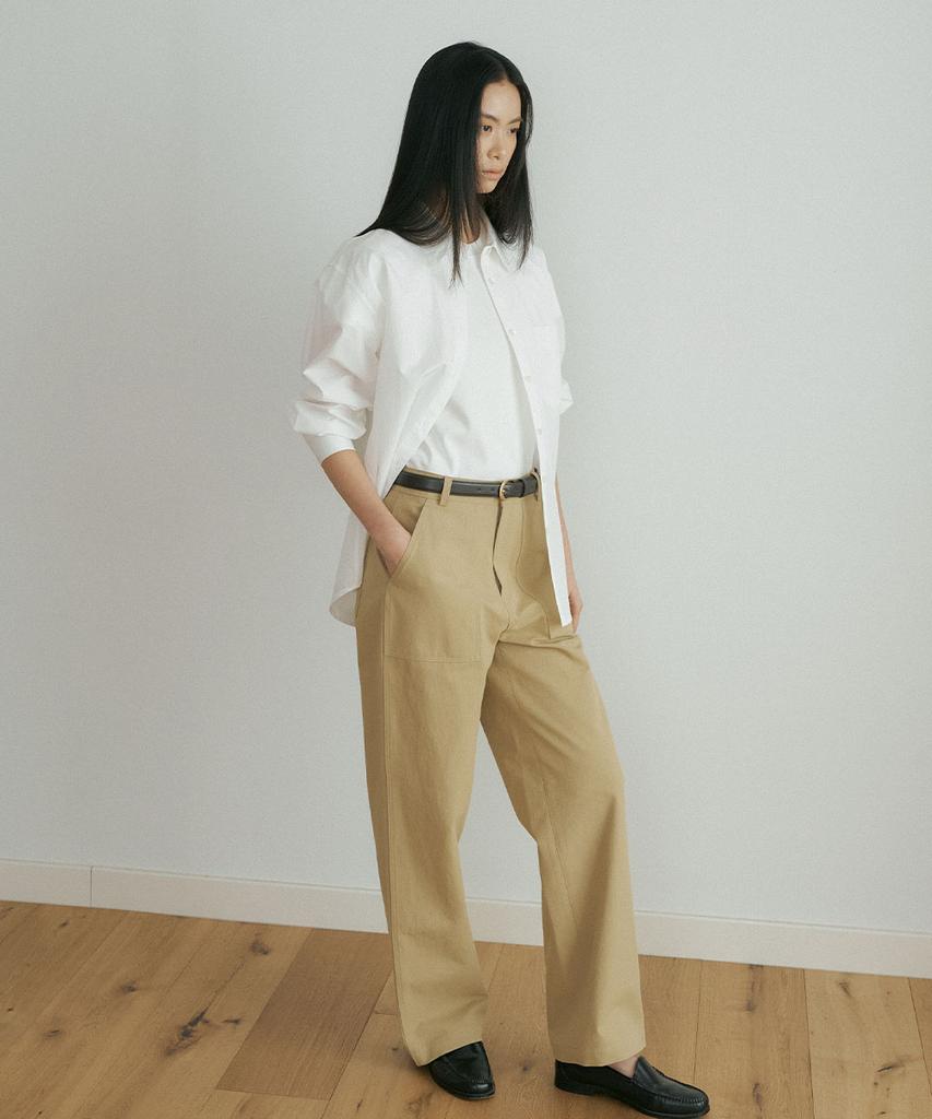Lingseoul Cotton Fatigue Pants-Beige