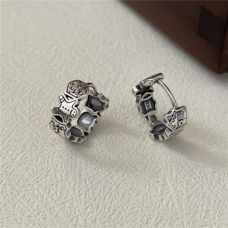 

Korean S925 Sterling Silver Gingerbread Man Jewelry Set – Necklace, Ring, Earrings & Bracelet for Christmas