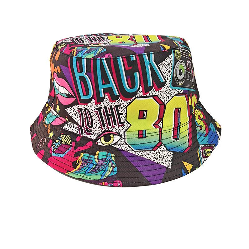 Mode Retro Graffiti 80er 90er Fischerhut Für Männer Frauen Lustiger Sommer Frühling Strand Anglerhut Packbar Outdoor Sonnen Fischerhut