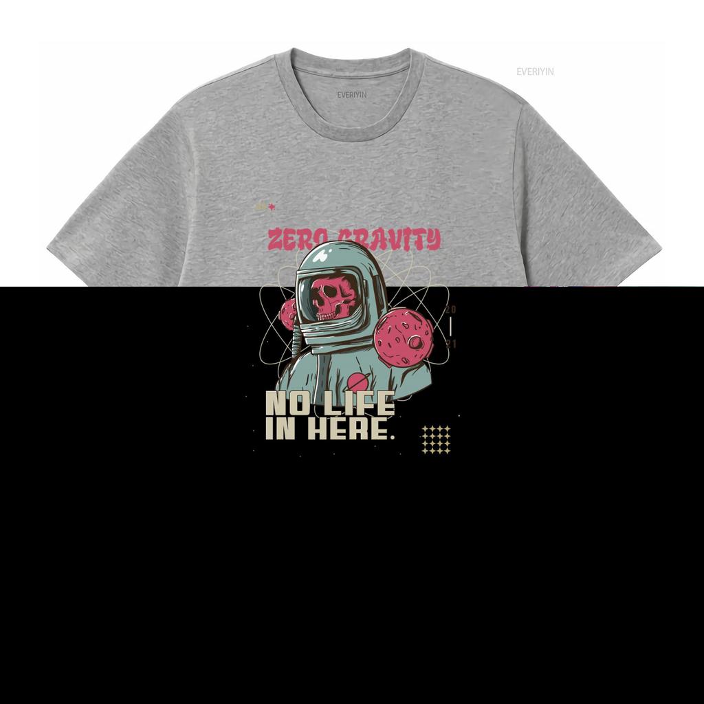 Zero Gravity Space Skull T Shirt Defying Boundaries with Astronaut Design and Atomic Elements Vintage Washed