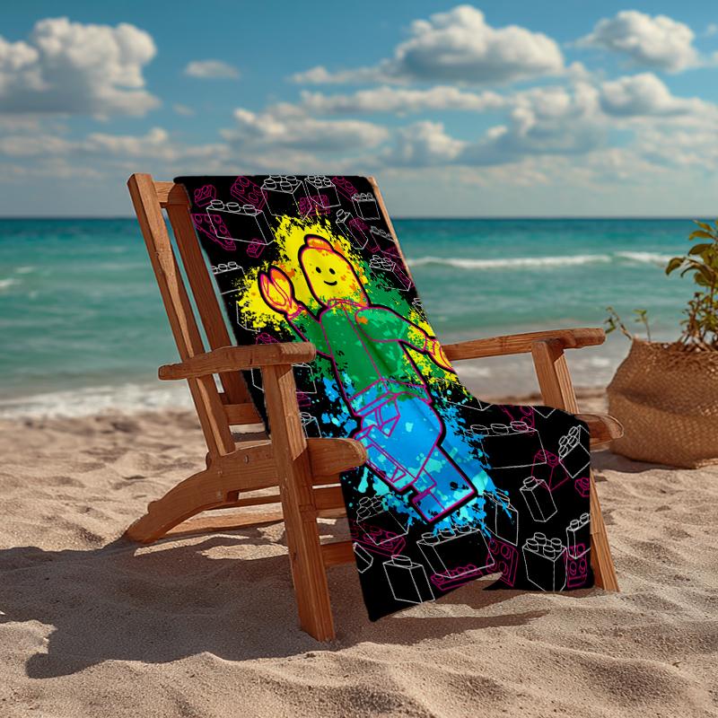 Ultra-Soft Beach Towel with Lego Theme,Ideal for Pool - Camping, Diving - Perfect Travel Essential, Vibrant Beach Towel.
