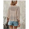 2026 New Round Neck Solid Color Women's Bat Sleeve Hollow Loose Knit Sweater