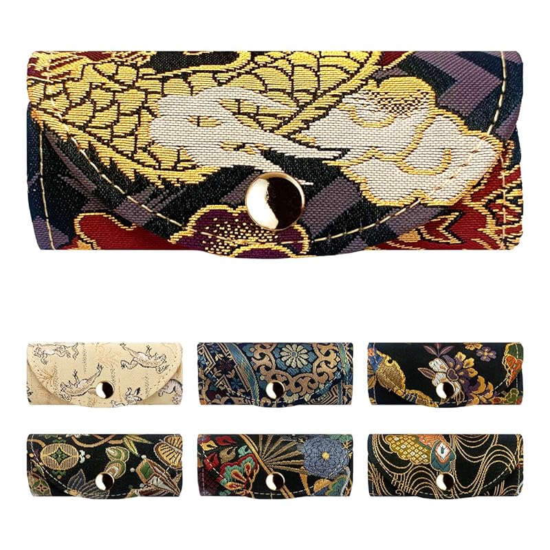 

[leo&aoi] Nishijin textile key case ladies men s 4 consecutive smart key tri-fold key case key key compact key ring 4 key case 4 key hooks Japanese