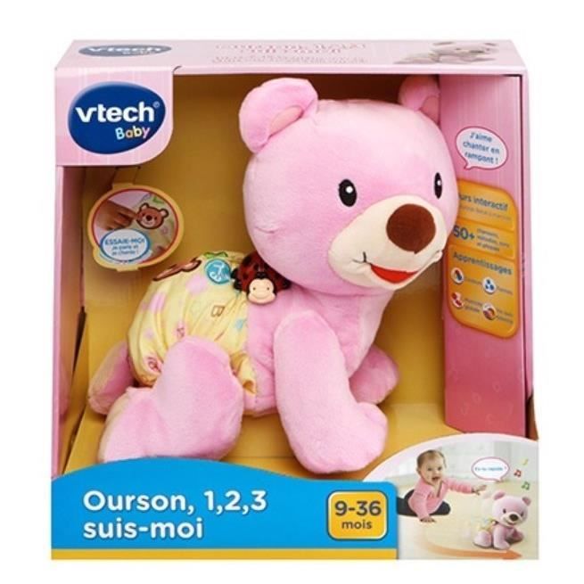 Vtech baby - ourson, 1,2,3 suis-moi - rose