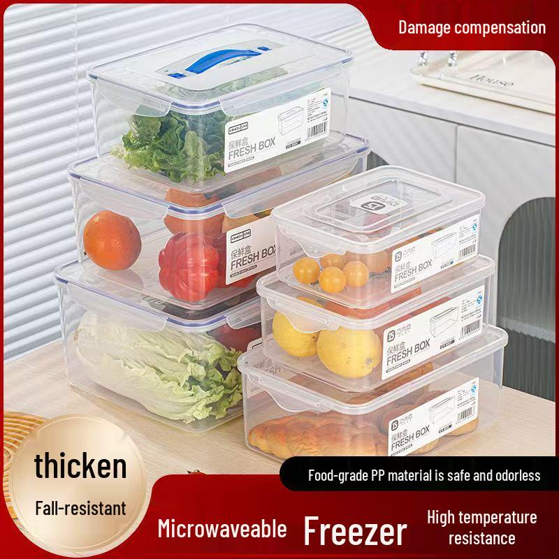 Food Grade Rectangular Plastic Storage Box with Lid - Freezable, Sealable Kitchen & Refrigerator Organizer